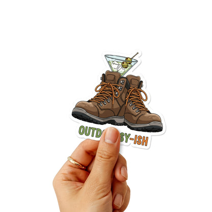 Outdoorsy-ish Funny Sarcastic Sticker Martini Hiking Boot Decal
