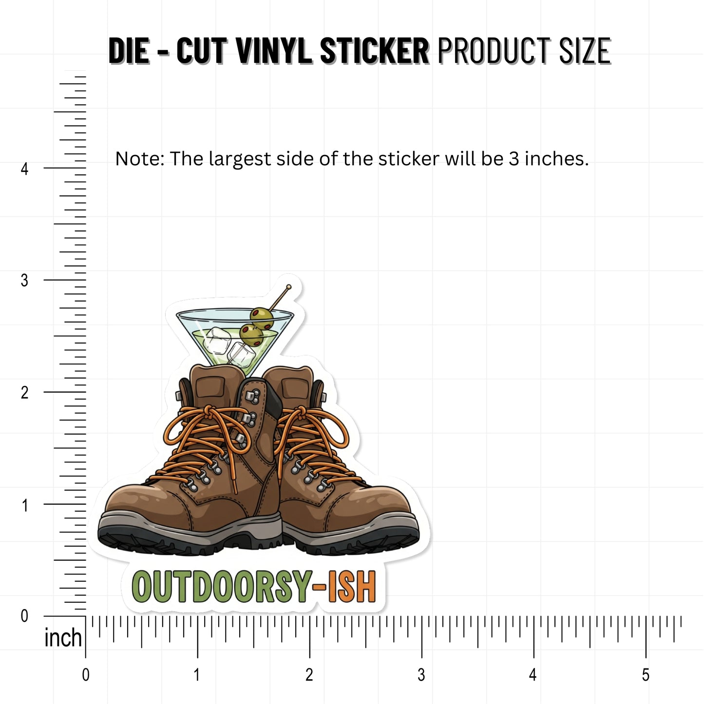 Outdoorsy-ish Funny Sarcastic Sticker Martini Hiking Boot Decal