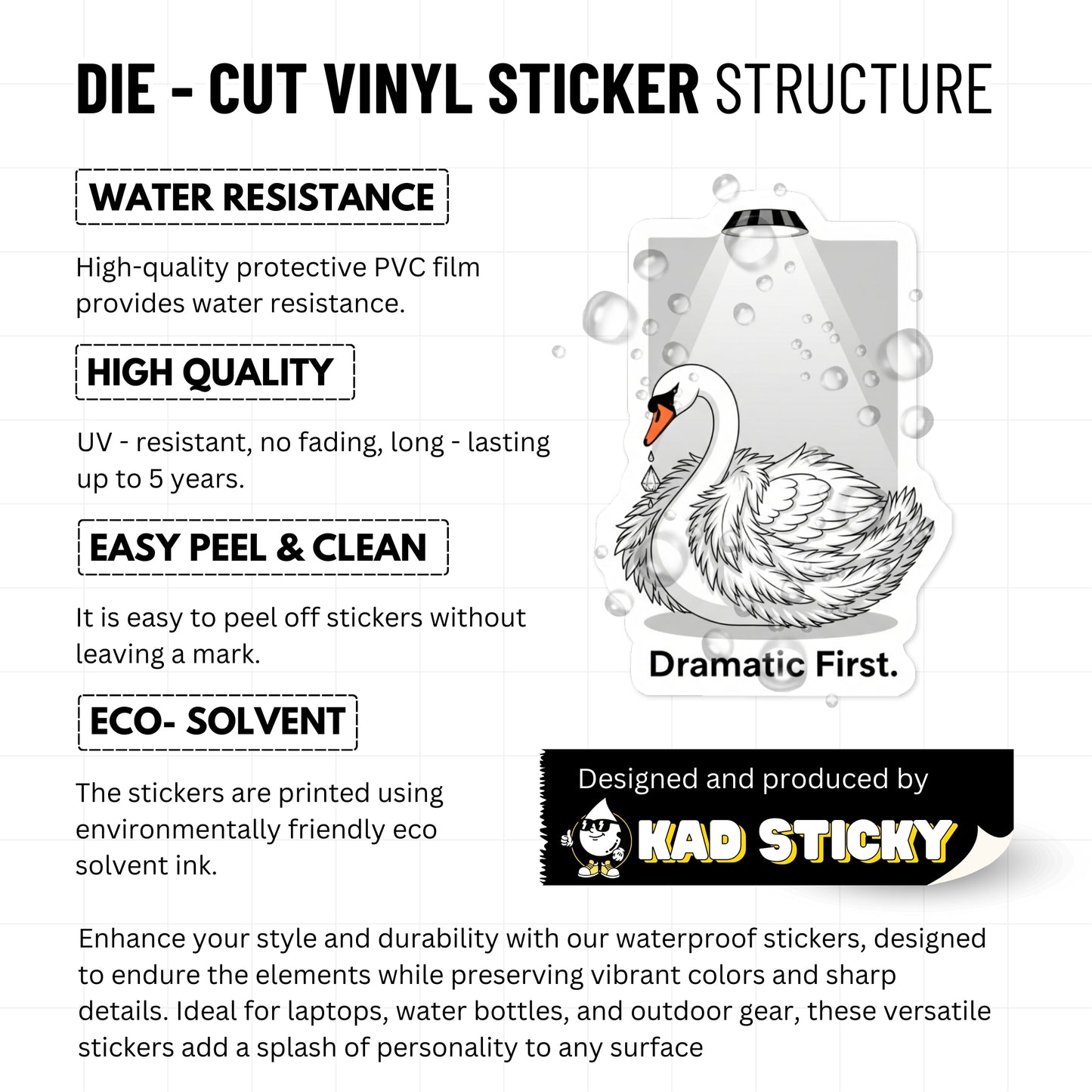 Sassy Swan Sticker - I Just Need to Be Dramatic First Vinyl Decal