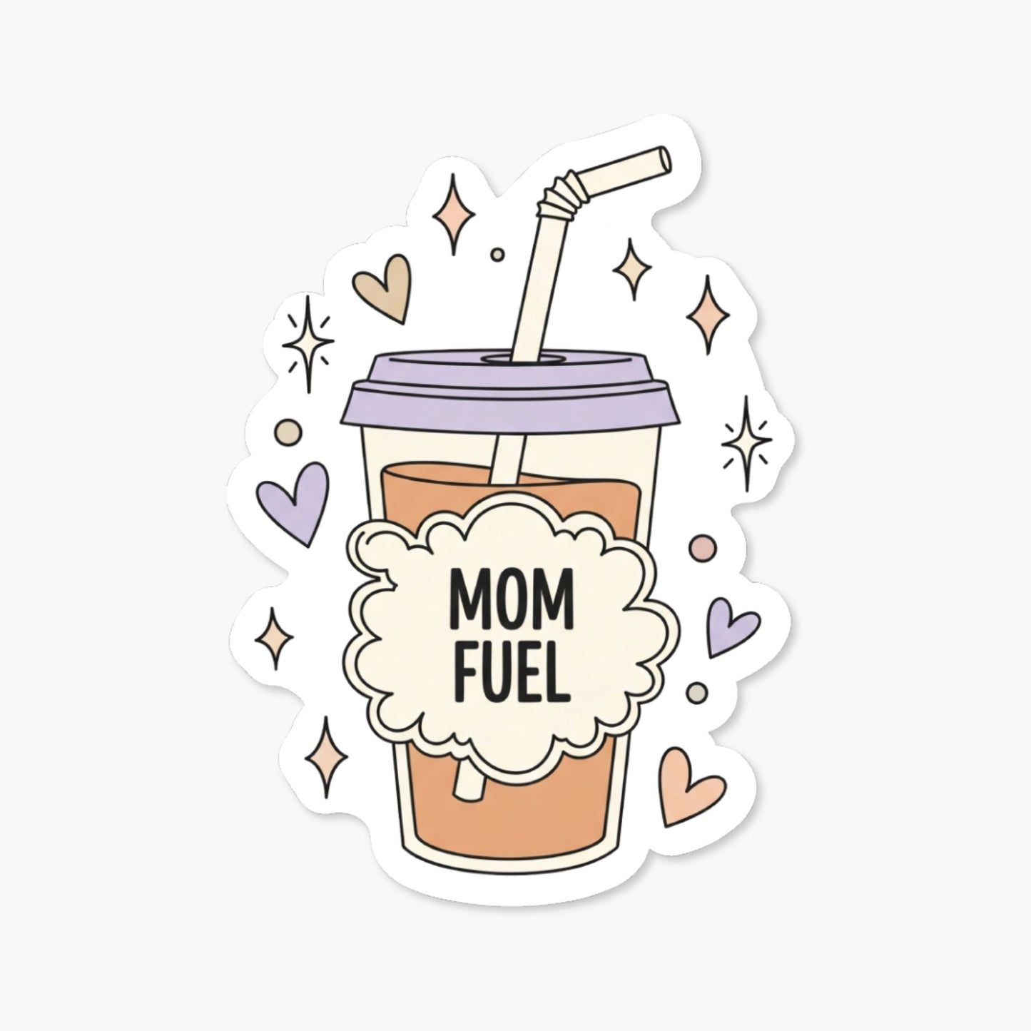 Mom Fuel Sticker - Pastel Coffee Cup Aesthetic Motherhood Decal
