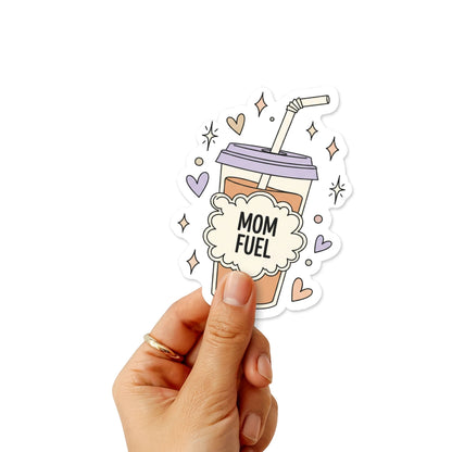 Mom Fuel Sticker - Pastel Coffee Cup Aesthetic Motherhood Decal