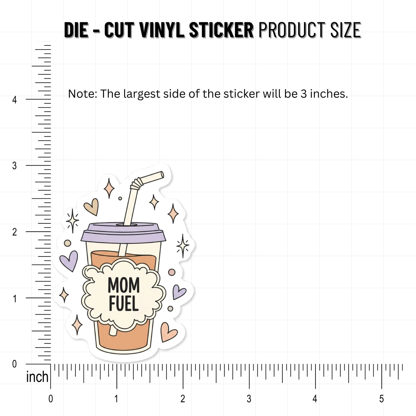 Mom Fuel Sticker - Pastel Coffee Cup Aesthetic Motherhood Decal