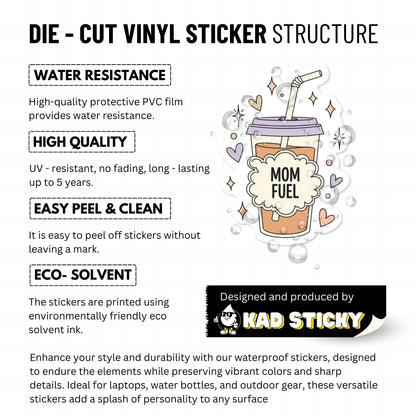 Mom Fuel Sticker - Pastel Coffee Cup Aesthetic Motherhood Decal