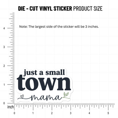 Small Town Mama Sticker - Minimalist Script Decal for Water Bottles