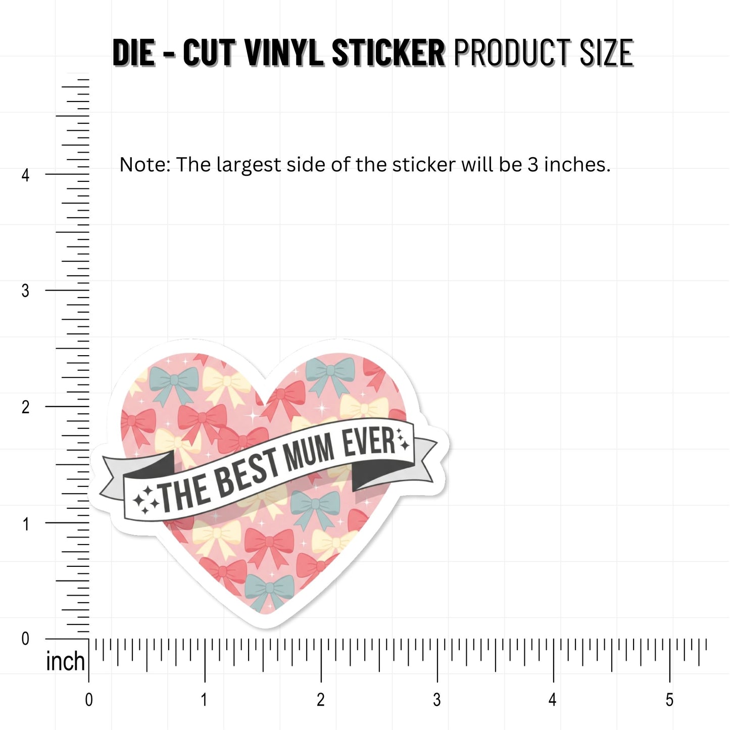 Best Mom Sticker - Pastel Heart and Ribbon Banner Decal