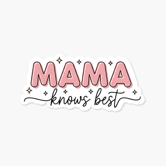 Mama Knows Best Sticker - Pink Bubble Font Motherhood Decal