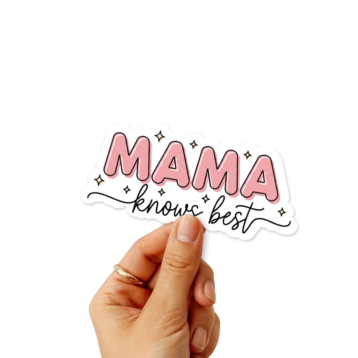 Mama Knows Best Sticker - Pink Bubble Font Motherhood Decal