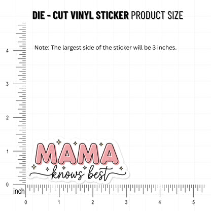 Mama Knows Best Sticker - Pink Bubble Font Motherhood Decal