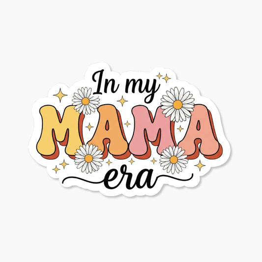 Mama Era Sticker - Retro 70s Chunky Typography Daisy Decal