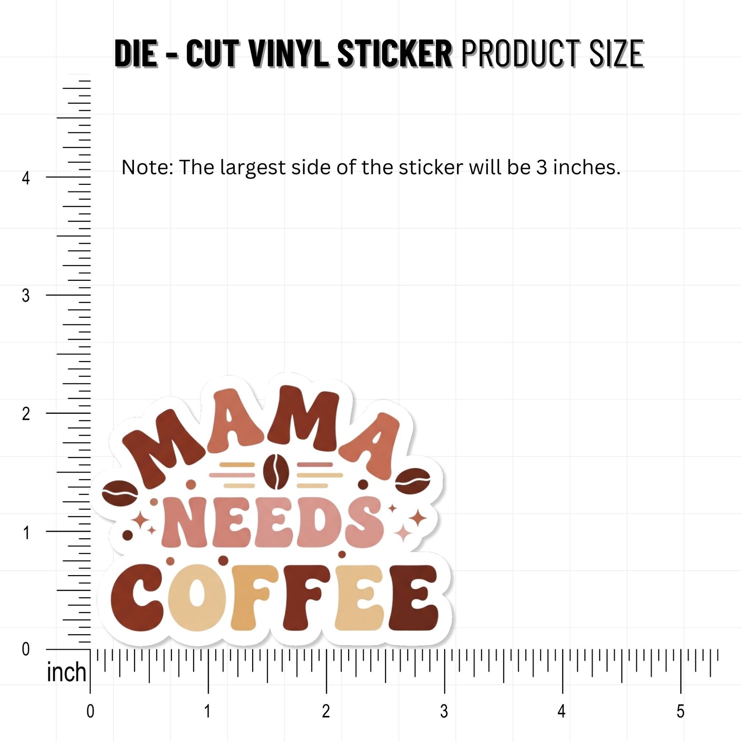 Coffee Mom Sticker - Mama Needs Coffee Arched Aesthetic Decal