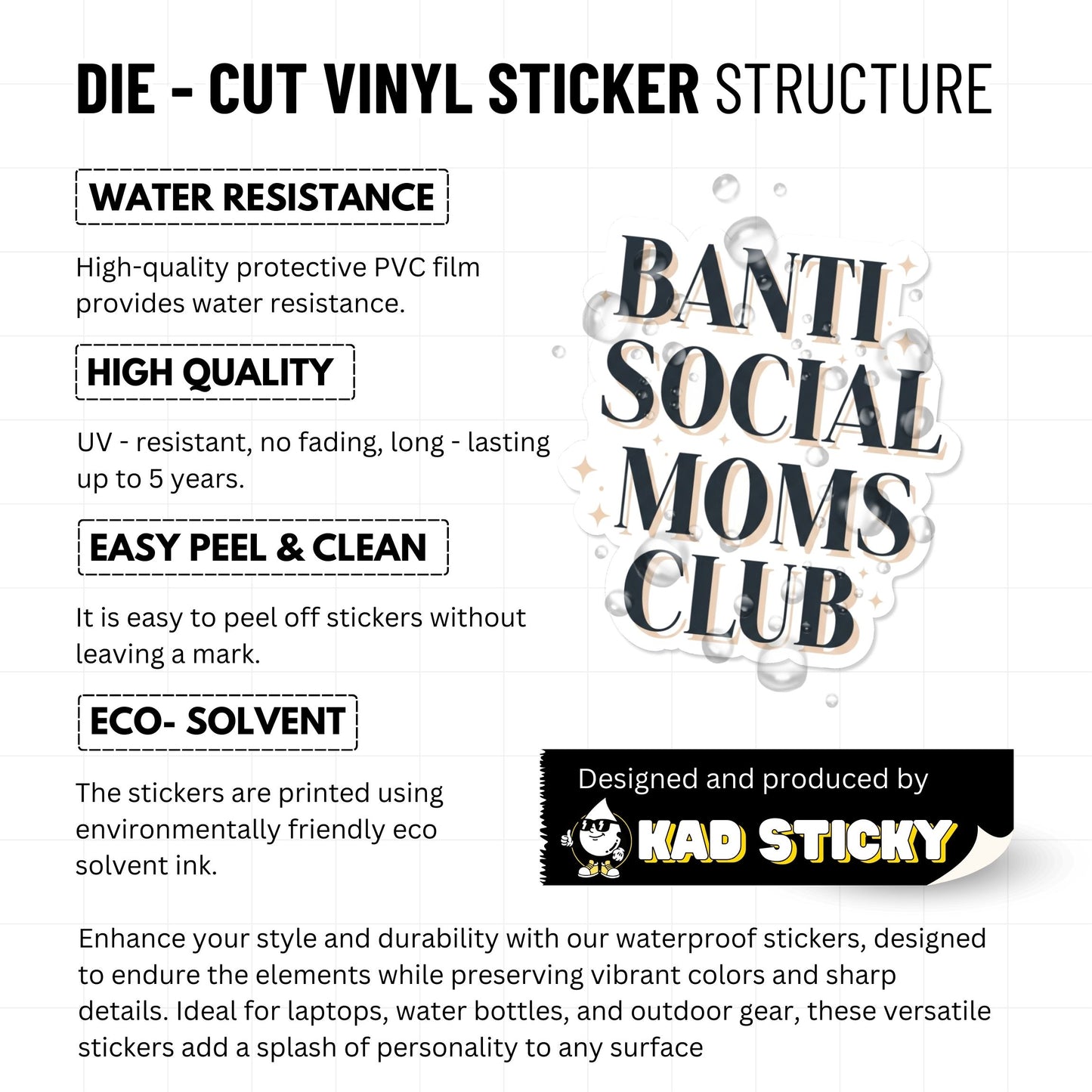 Anti Social Moms Club Sticker - Minimalist Serif Introvert Mom Decal