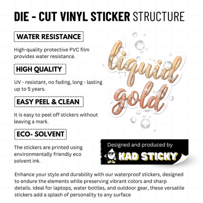 Liquid Gold Coffee Mom Sticker - Aesthetic Matte Vinyl Decal