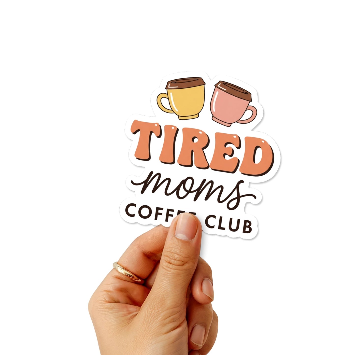 Tired Moms Coffee Club Sticker - Pastel Coffee Mom Decal