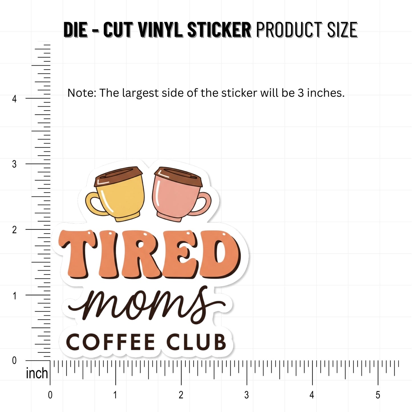 Tired Moms Coffee Club Sticker - Pastel Coffee Mom Decal
