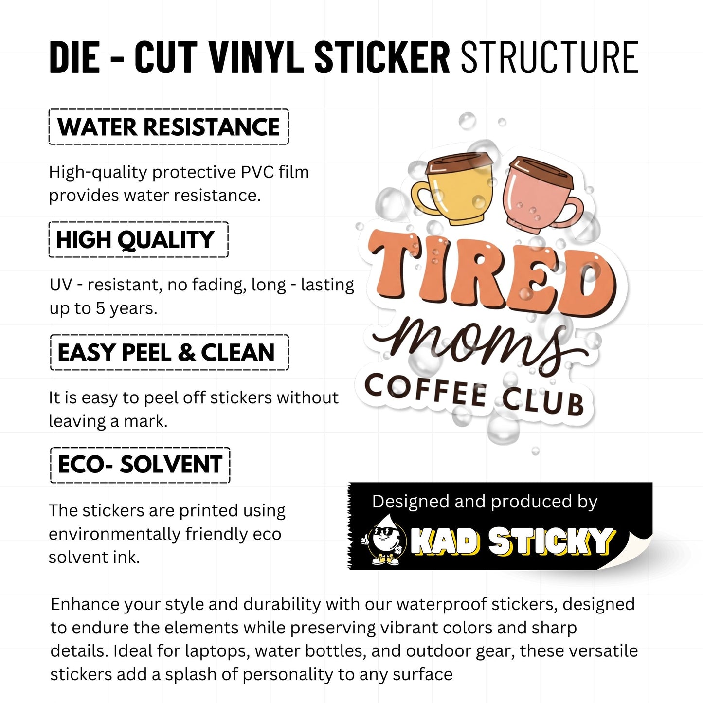 Tired Moms Coffee Club Sticker - Pastel Coffee Mom Decal