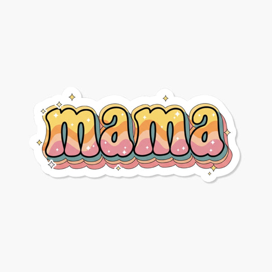 Aesthetic Groovy Mama Sticker - Retro 70s Wavy Lettering Decal