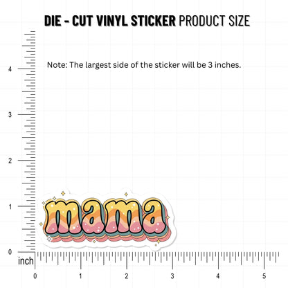 Aesthetic Groovy Mama Sticker - Retro 70s Wavy Lettering Decal