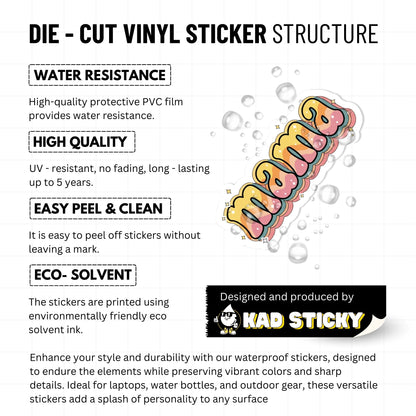 Aesthetic Groovy Mama Sticker - Retro 70s Wavy Lettering Decal