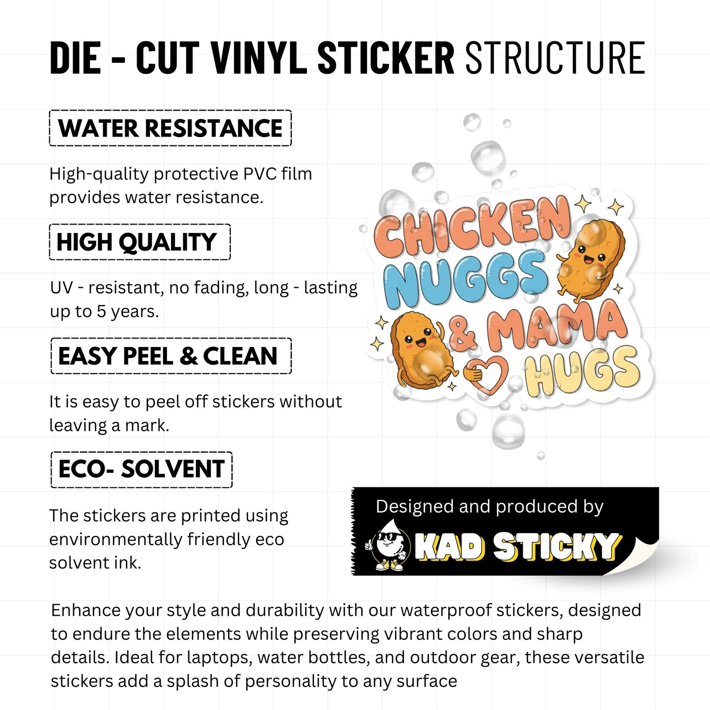 Chicken Nuggets and Mama Hugs Sticker - Cute Toddler Mom Gift