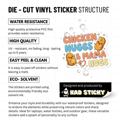 Chicken Nuggets and Mama Hugs Sticker - Cute Toddler Mom Gift