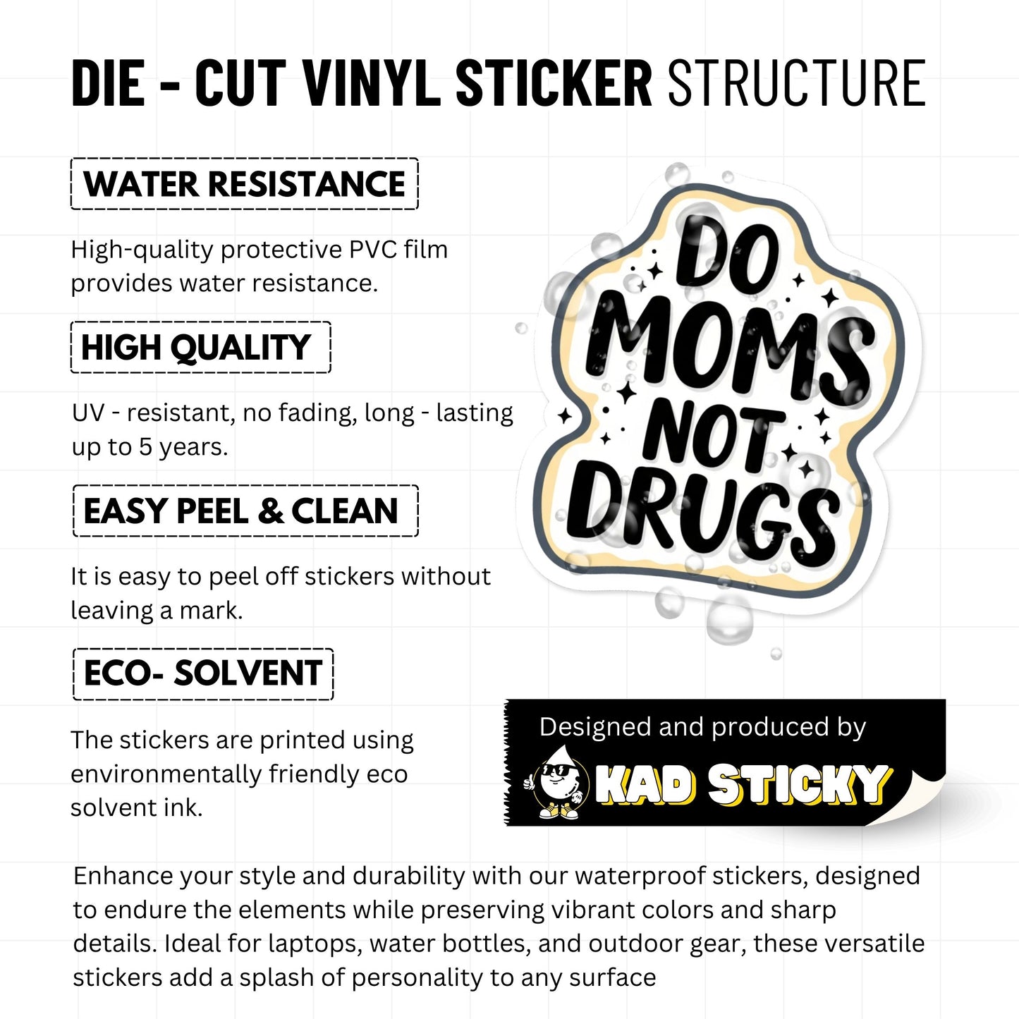 Funny Mom Sticker - Do Moms Not Drugs Hand-Lettered Vinyl Decal