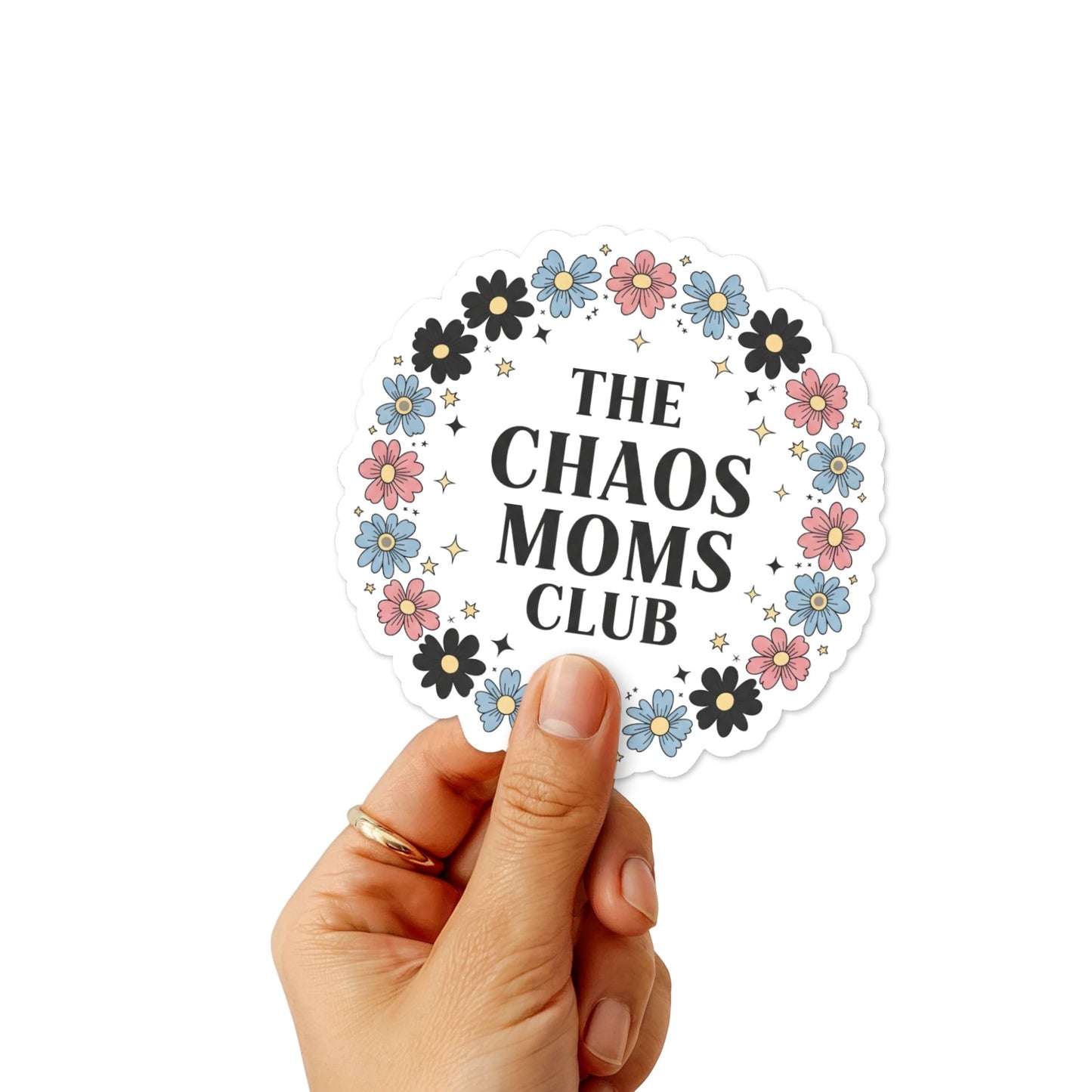 Chaos Moms Club Sticker - Floral Badge Aesthetic