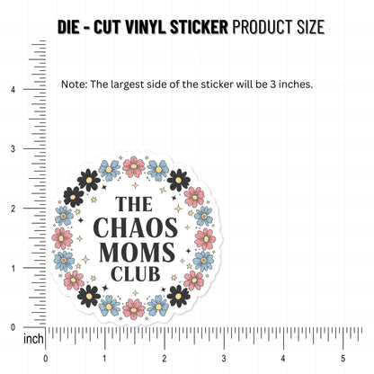 Chaos Moms Club Sticker - Floral Badge Aesthetic