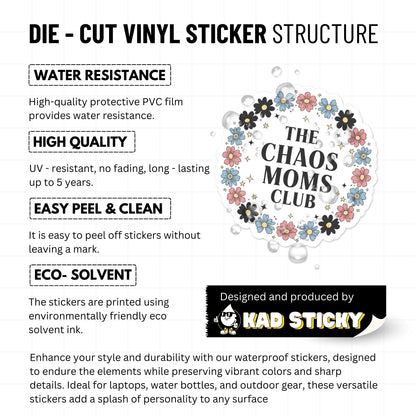 Chaos Moms Club Sticker - Floral Badge Aesthetic