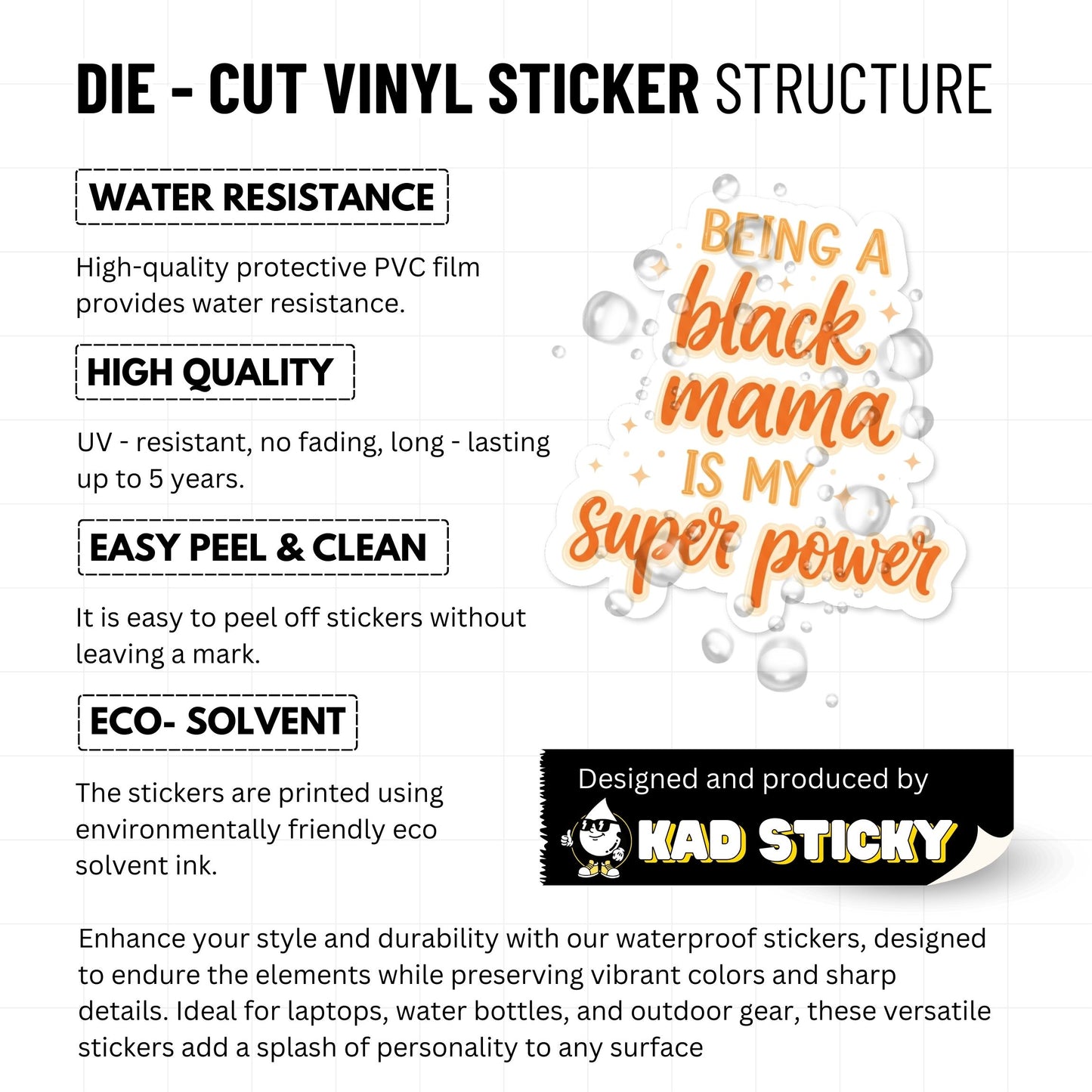 Black Mom Sticker - Being a Black Mama is My Super Power Decal