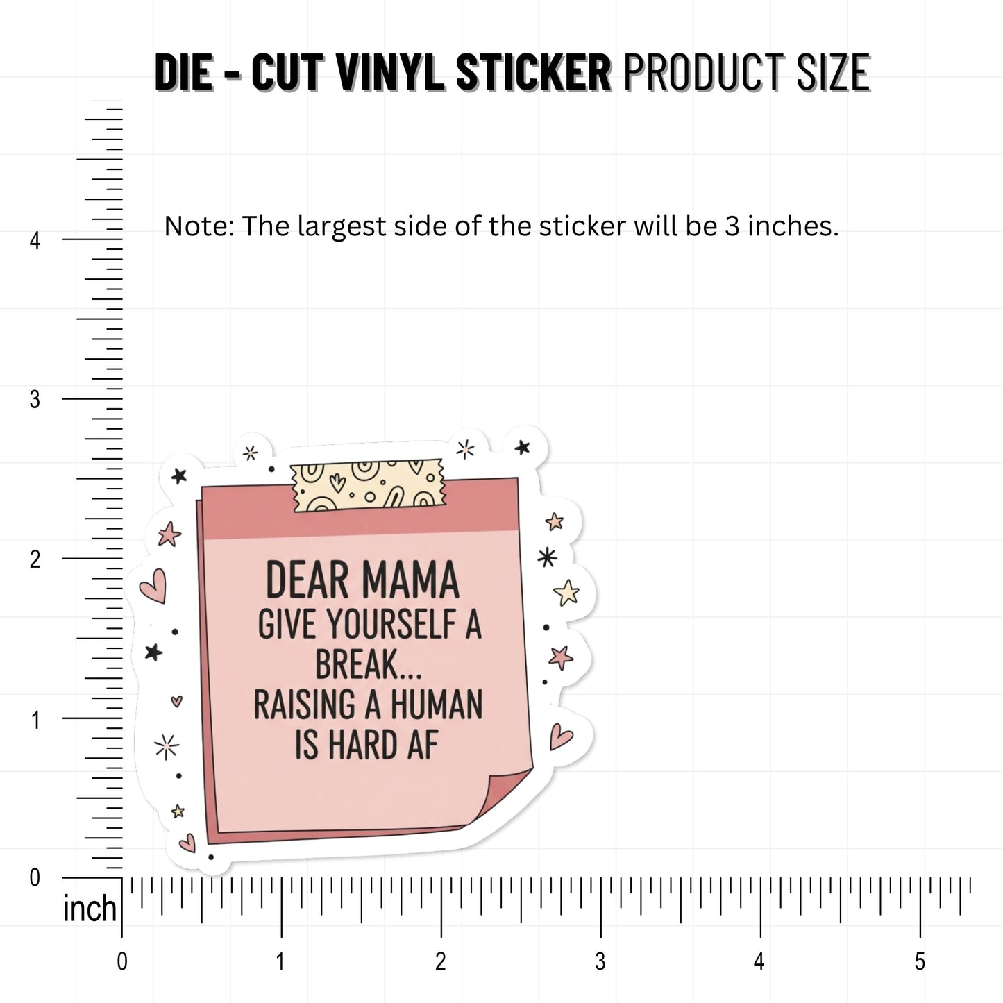 Funny Mom Sticker Dear Mama Raising A Human Is Hard AF Pink Note