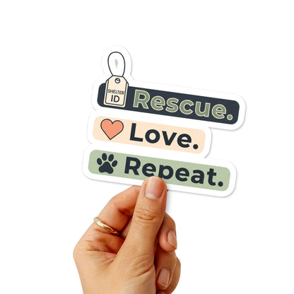 Rescue Dog Sticker - Minimalist Rescue Love Repeat Decal
