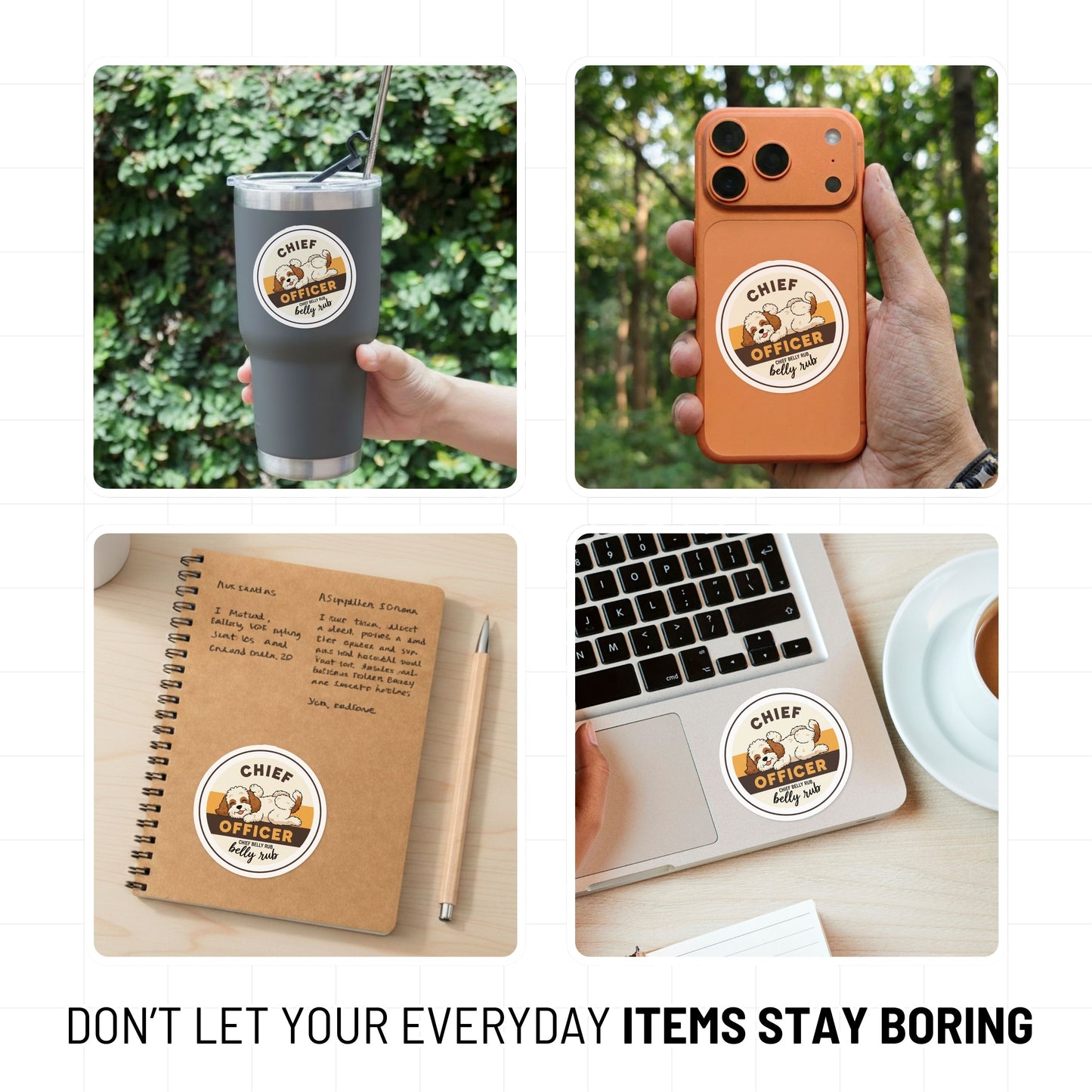 Funny Dog Mom Sticker - Chief Belly Rub Officer Badge Decal