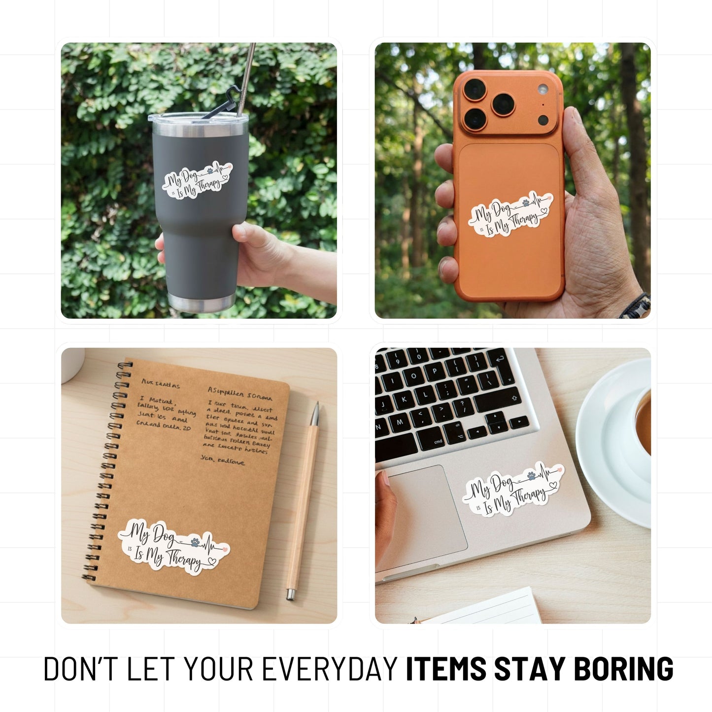 My Dog Is My Therapy Sticker - Minimalist Heartline Script Decal