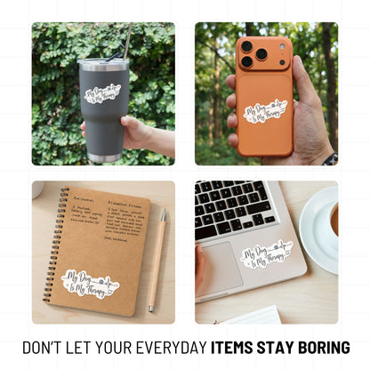 My Dog Is My Therapy Sticker - Minimalist Heartline Script Decal