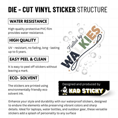 Fueled by Walkies Dog Walking Sticker - Waterproof Vinyl Decal