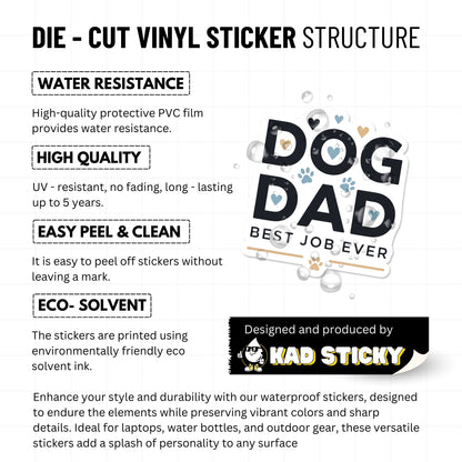 Dog Dad Best Job Ever Sticker - Minimalist Pet Parent Decal