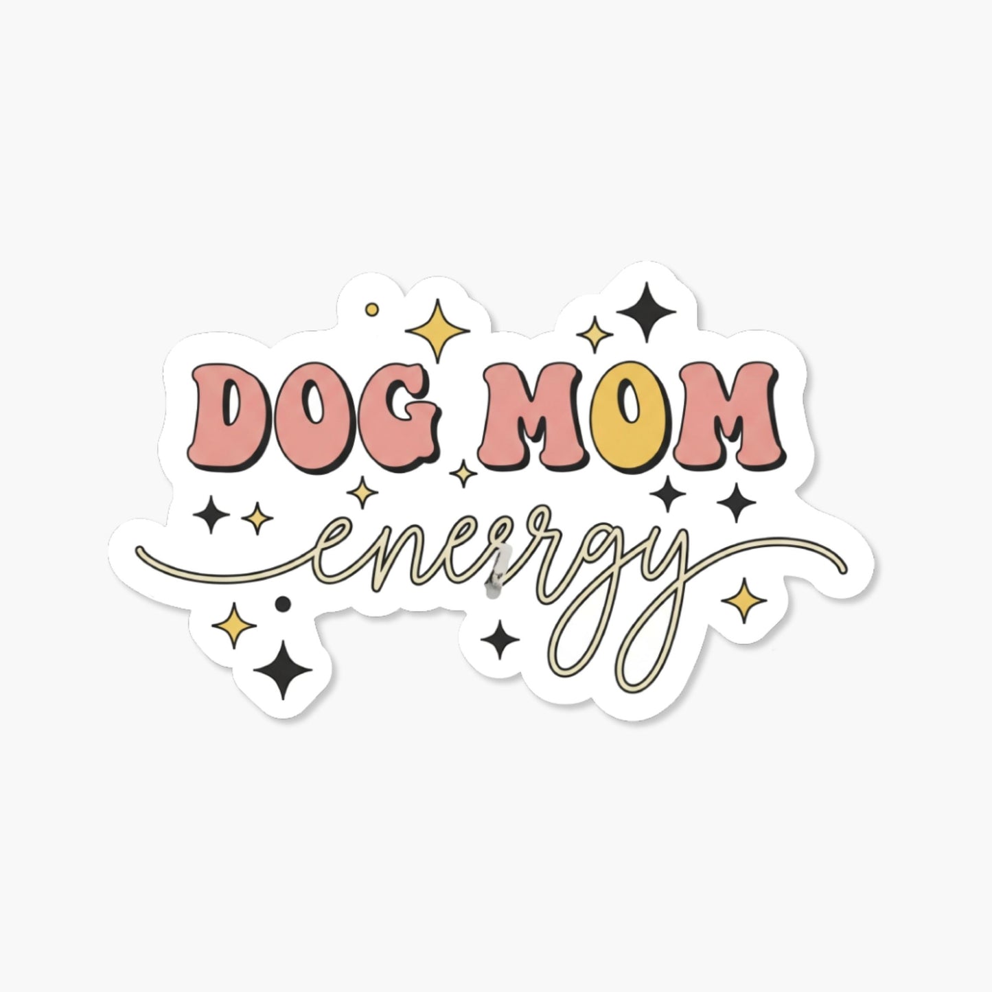 Dog Mom Energy Sticker - Retro Groovy Bubble Font Decal
