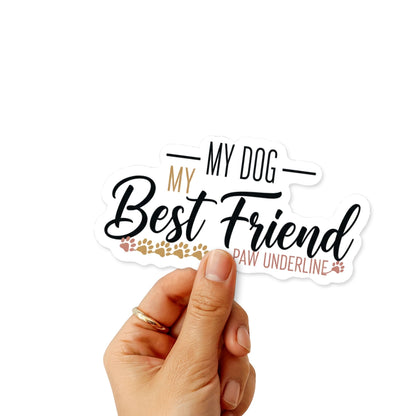 Dog Best Friend Sticker - Script Paw Underline Decal for Water Bottles