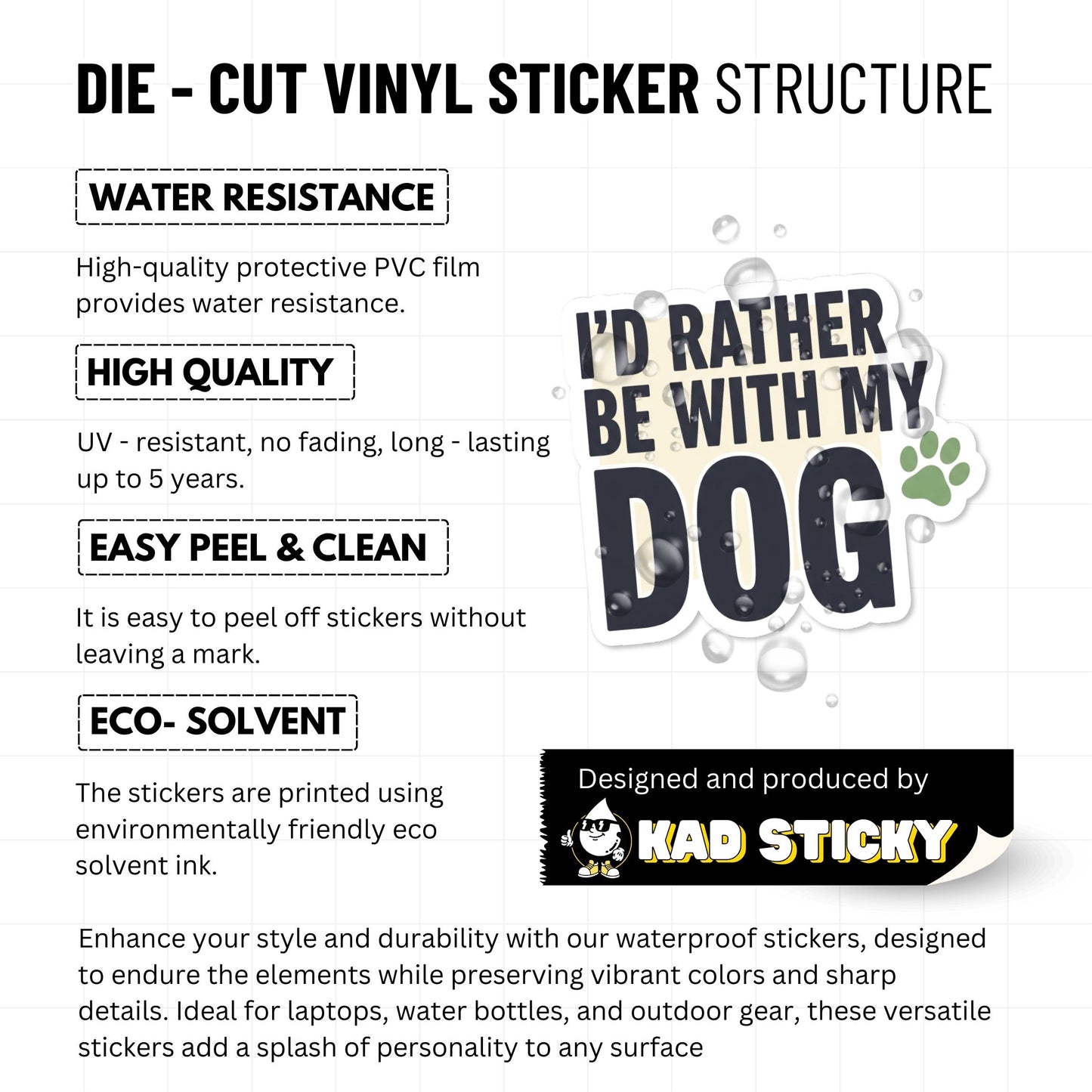 I'd Rather Be With My Dog Sticker - Bold Minimalist Paw Decal