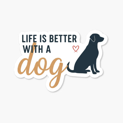 Life Is Better With a Dog Sticker - Cute Silhouette Vinyl Decal