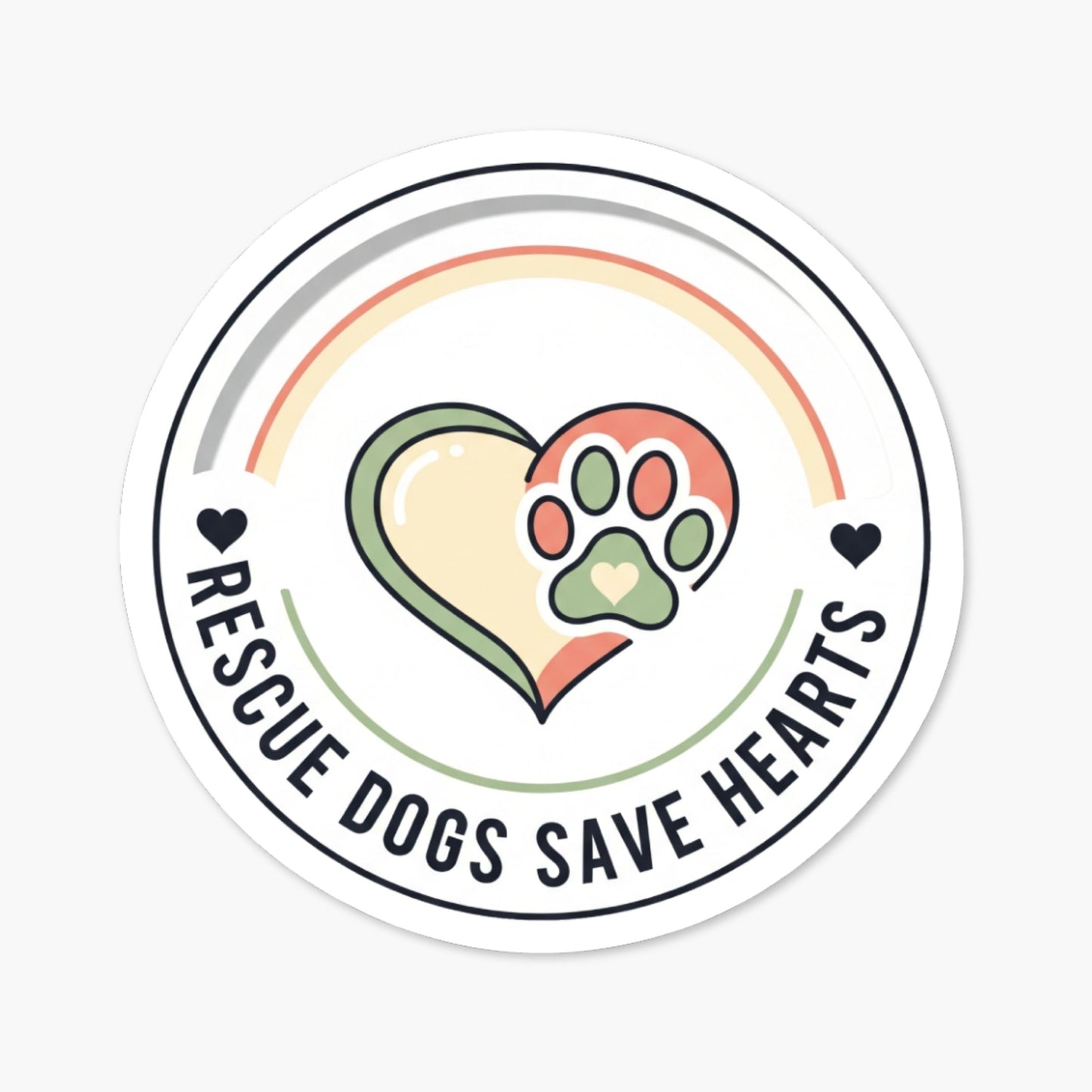 Rescue Dog Sticker - Rescue Dogs Save Hearts Pastel Badge