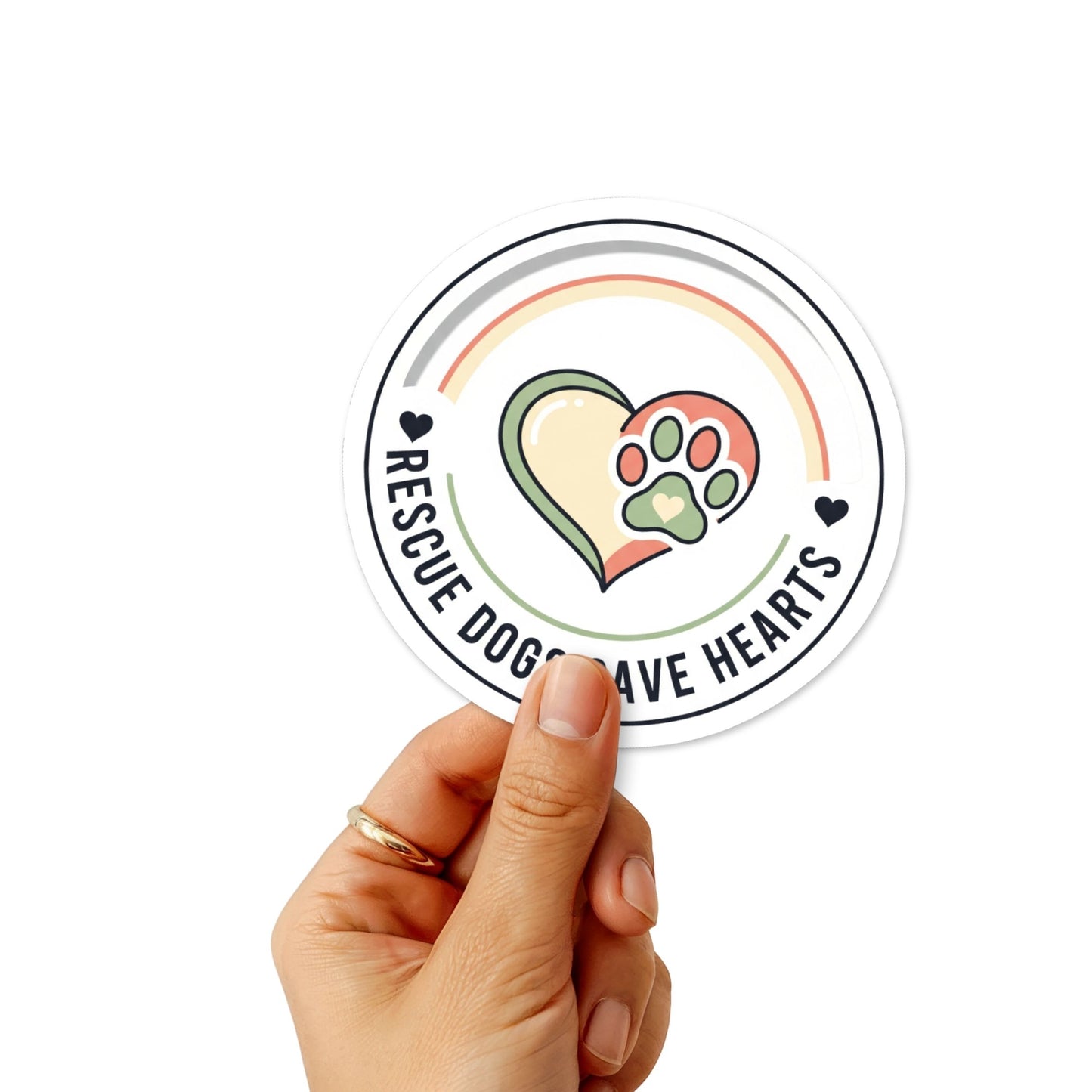 Rescue Dog Sticker - Rescue Dogs Save Hearts Pastel Badge