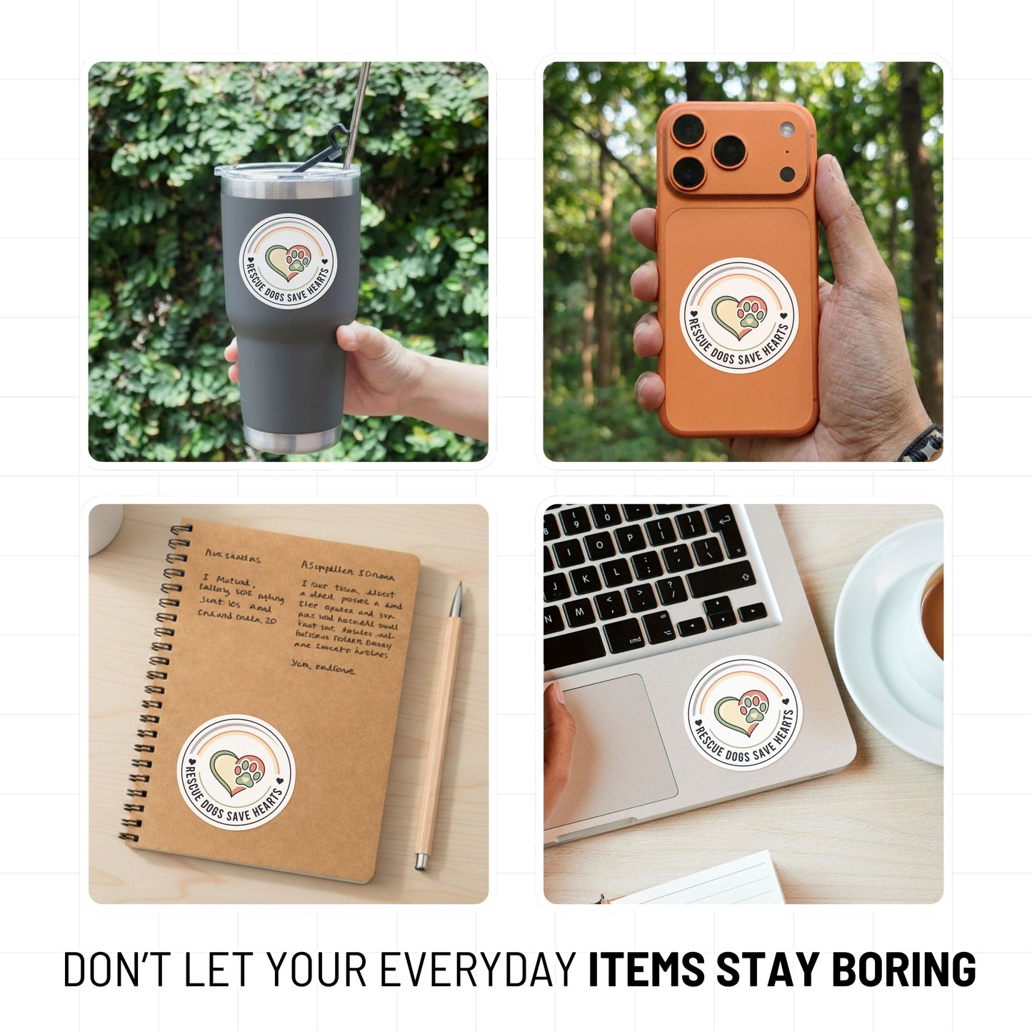 Rescue Dog Sticker - Rescue Dogs Save Hearts Pastel Badge