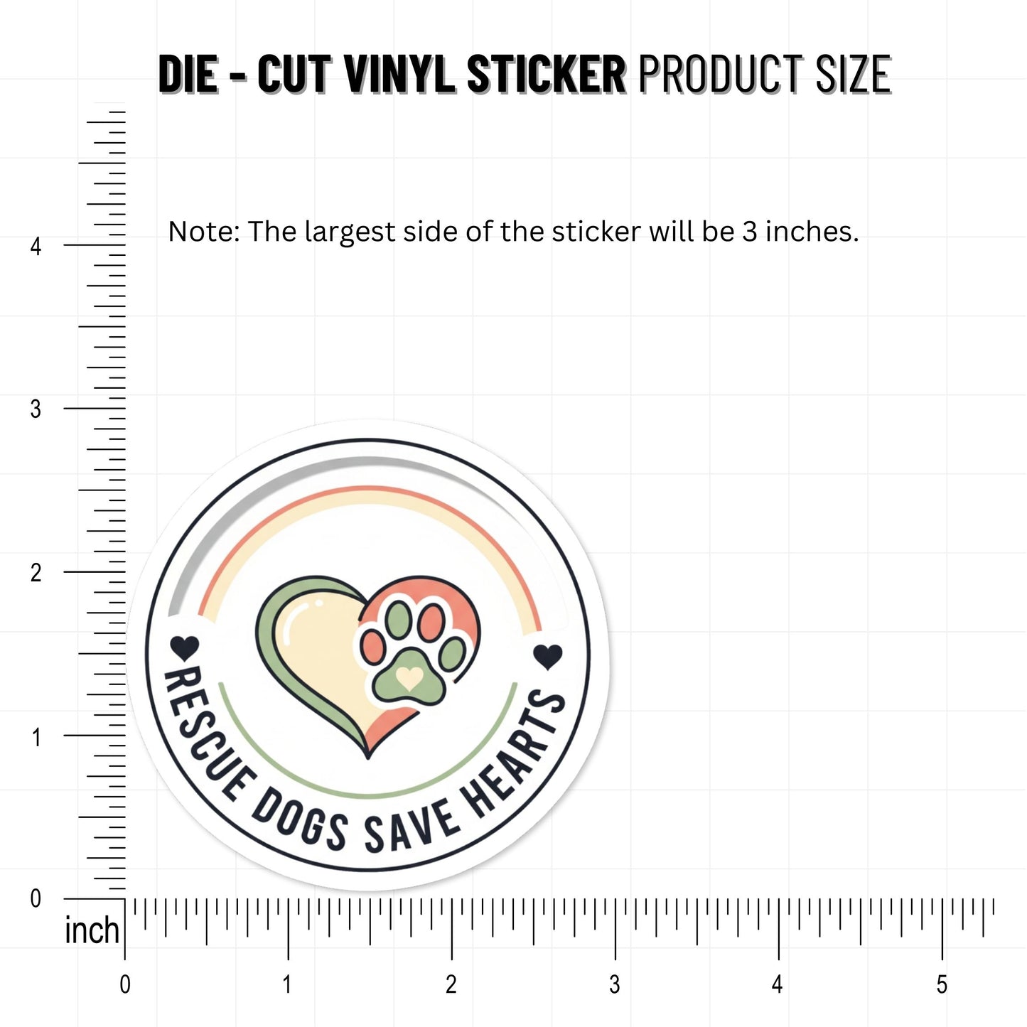 Rescue Dog Sticker - Rescue Dogs Save Hearts Pastel Badge