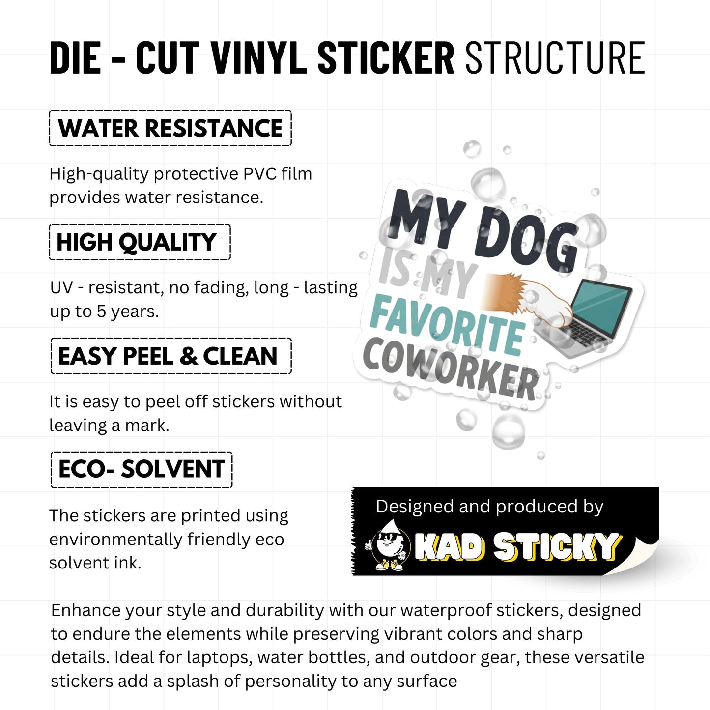 Funny WFH Dog Sticker - My Dog Is My Favorite Coworker Vinyl