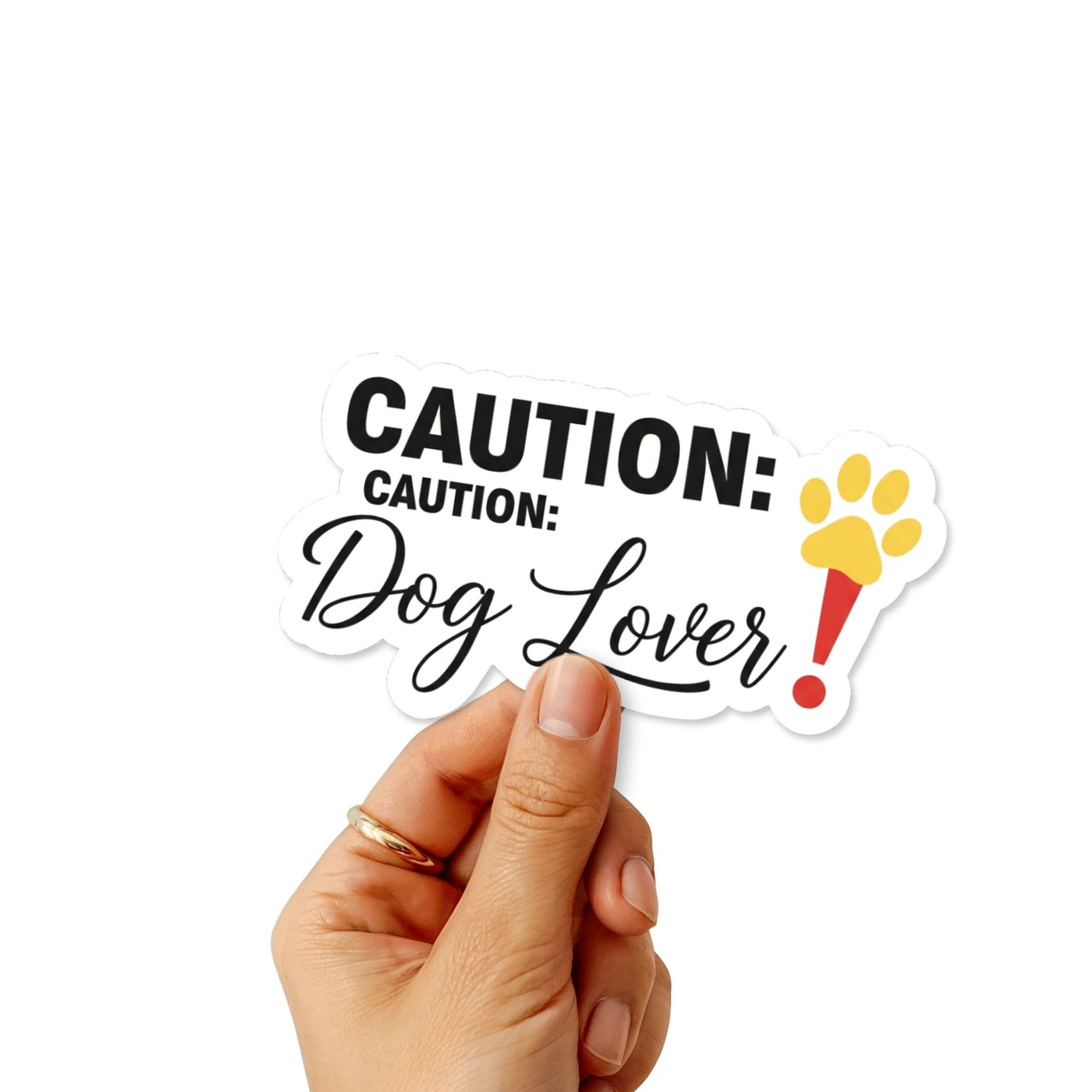 Caution Dog Lover Sticker - Funny Warning Label Pet Decal