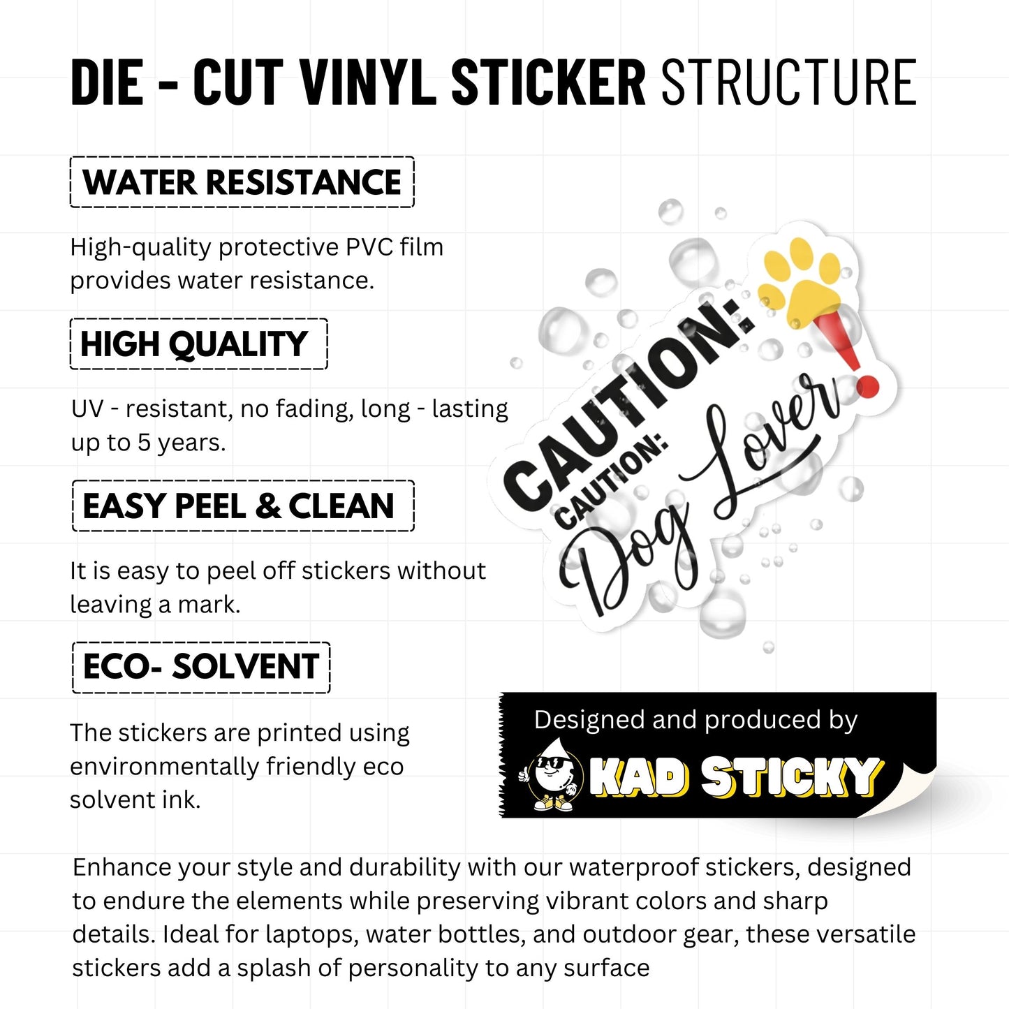 Caution Dog Lover Sticker - Funny Warning Label Pet Decal