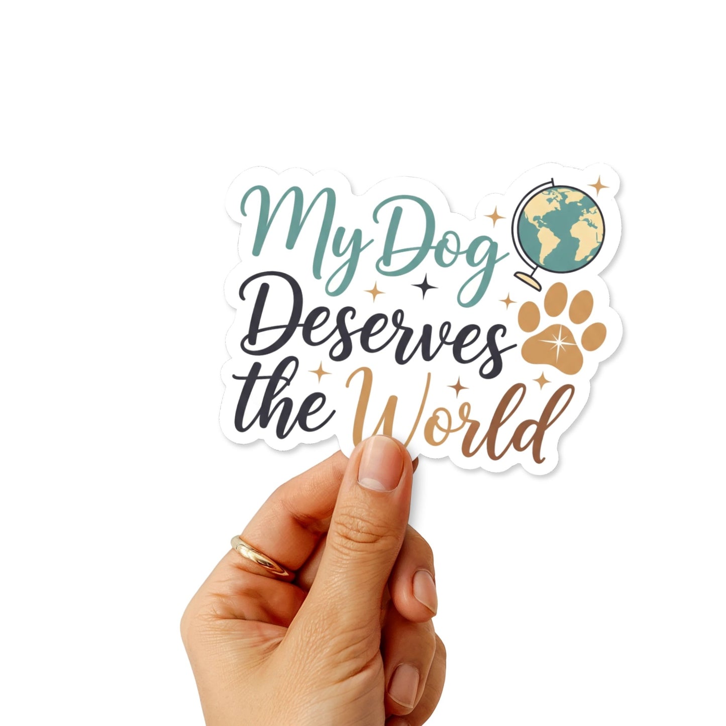 My Dog Deserves the World Pet Parent Sticker - Soft Script Decal