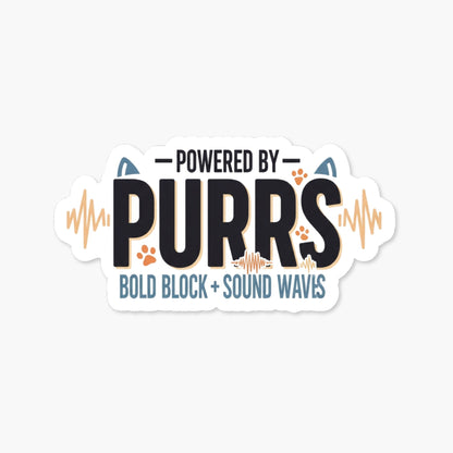 Powered by Purrs Cat Lover Sticker - Aesthetic Sound Wave Vinyl Decal