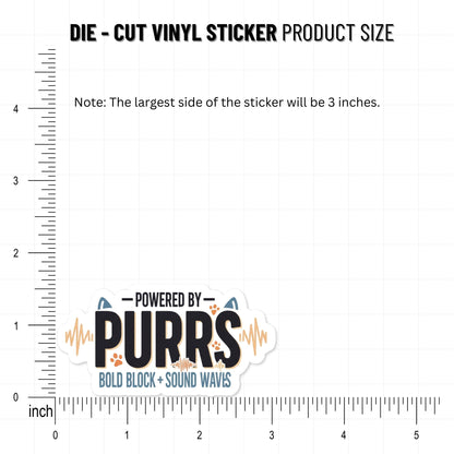 Powered by Purrs Cat Lover Sticker - Aesthetic Sound Wave Vinyl Decal